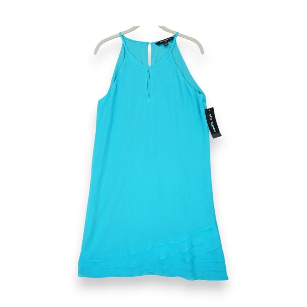 NWT Sharagano Tank Dress Women's Size 8 Turquoise Sleeveless MSRP‎ $128